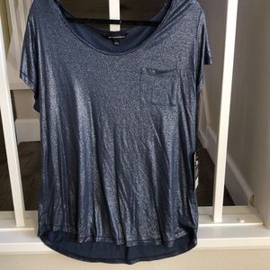 NWT Rock & Rebublic Size 1X Blue glitter tee $10